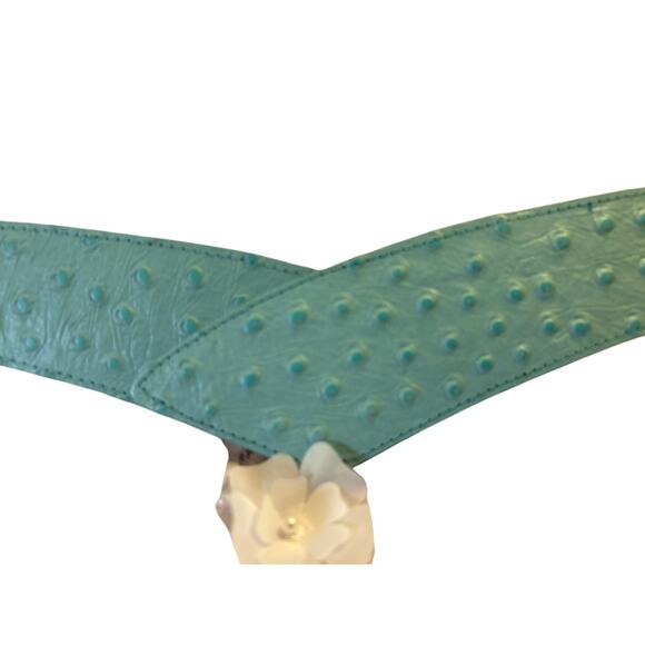 Vtg Faux Croc Aqua Belt Small, High or Low Waist Look, 80’s Style - Picture 3 of 8